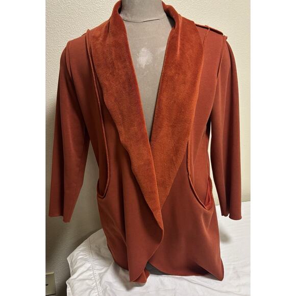 Soft Surroundings Size L Open Front Long Sleeve Cardigan Lagenlook Boho orange - Picture 1 of 9